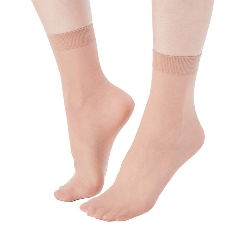 MANZI 12 Pairs Women's Ankle High Sheer Socks, 12 Pairs Natural - Image 1